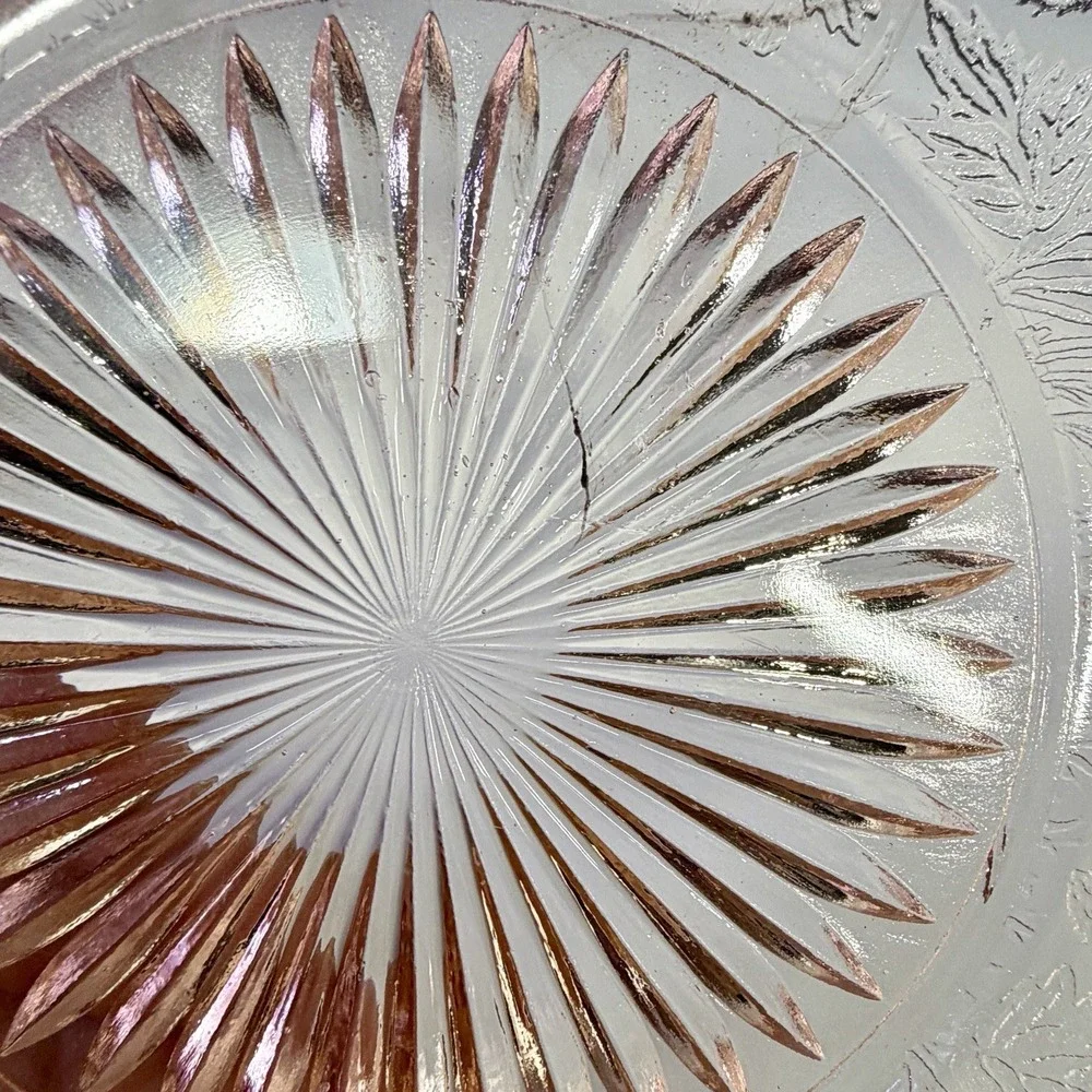 VTG U.S. Glass Strawberry Pink Depression Glass Bread & Butter Plates Set of 6
